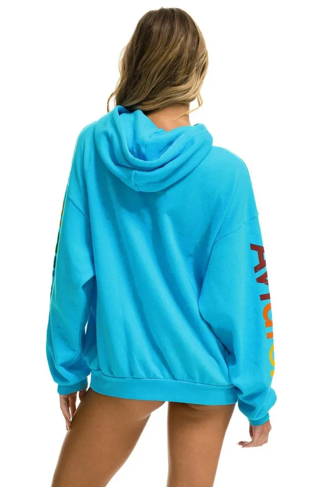 WomenMen Hoodies Aviator Nation Aspen Relaxed Pullover Hoodie 8211 Neon Blue