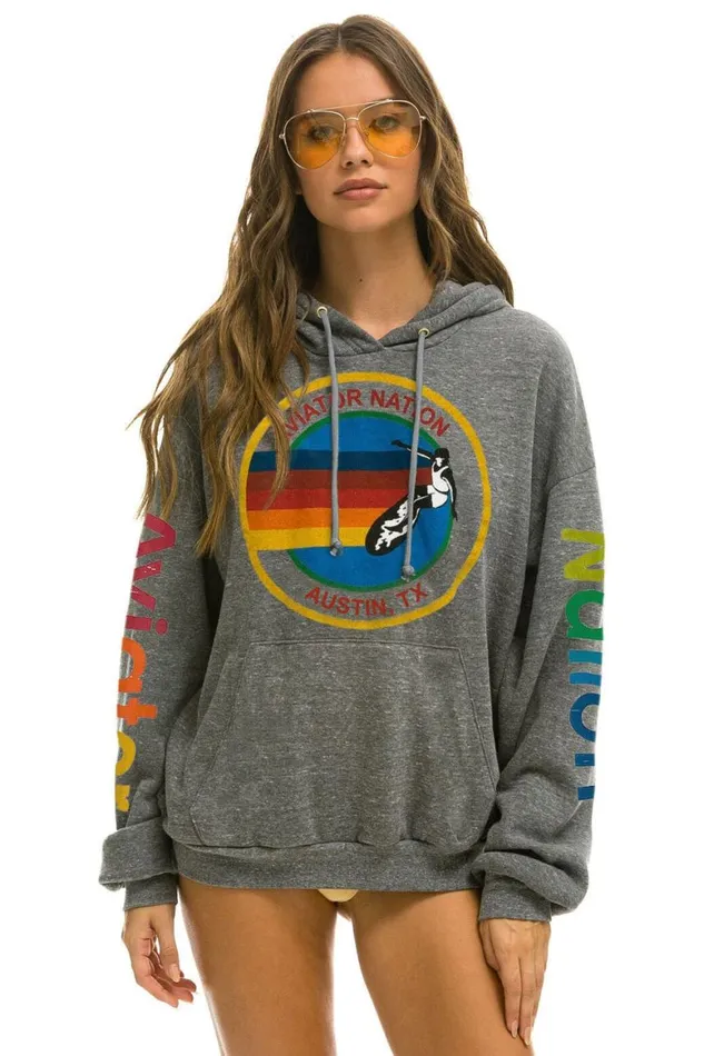 WomenMen Hoodies Aviator Nation Austin Relaxed Pullover Hoodie 8211 Heather Grey
