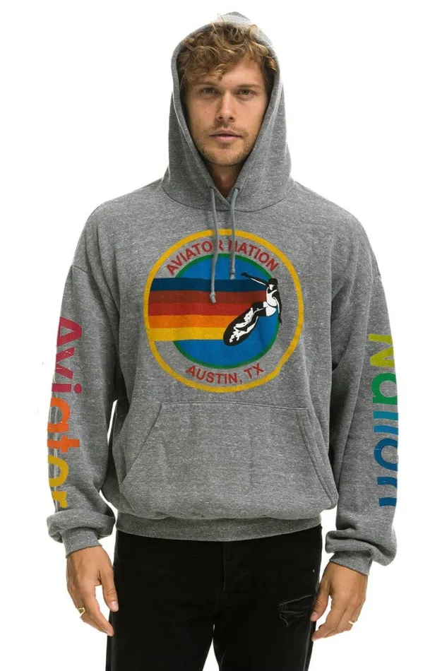 WomenMen Hoodies Aviator Nation Austin Relaxed Pullover Hoodie 8211 Heather Grey