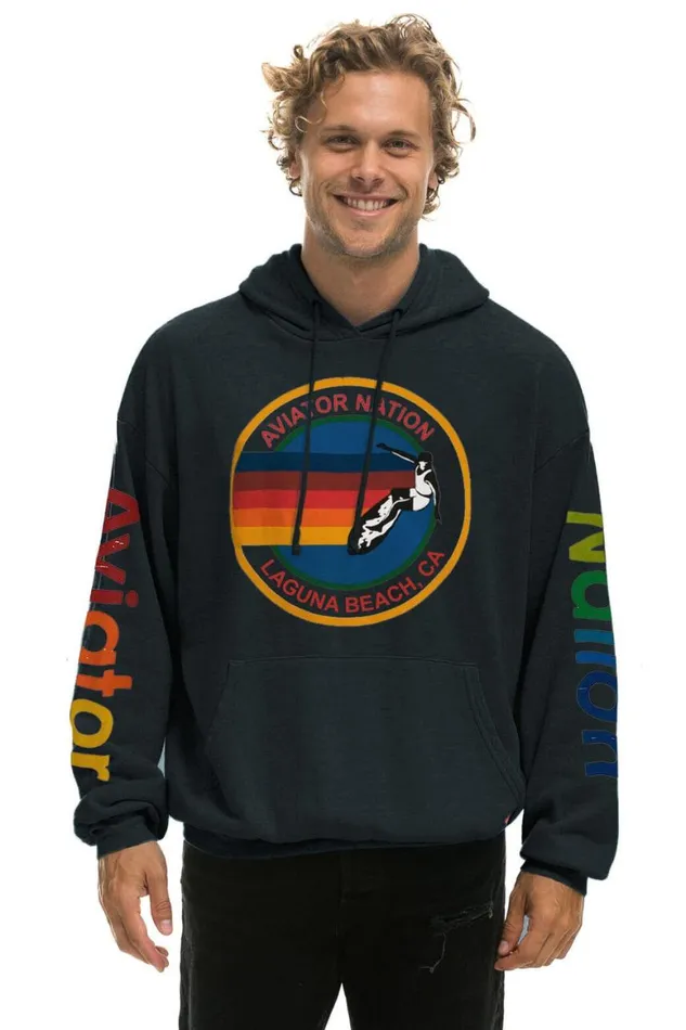 WomenMen Hoodies Aviator Nation Laguna Beach Relaxed Pullover Hoodie 8211 Charcoal