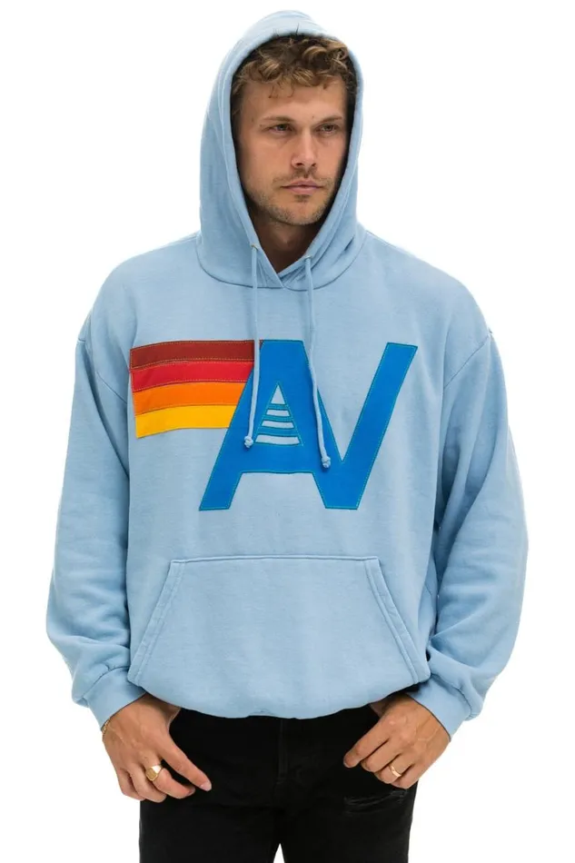 WomenMen Hoodies Aviator Nation Logo Stitch Pullover Relaxed Hoodie 8211 Ice