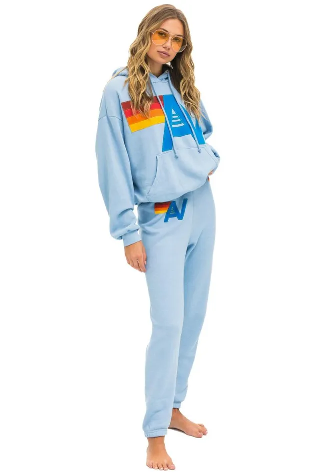 WomenMen Hoodies Aviator Nation Logo Stitch Pullover Relaxed Hoodie 8211 Ice