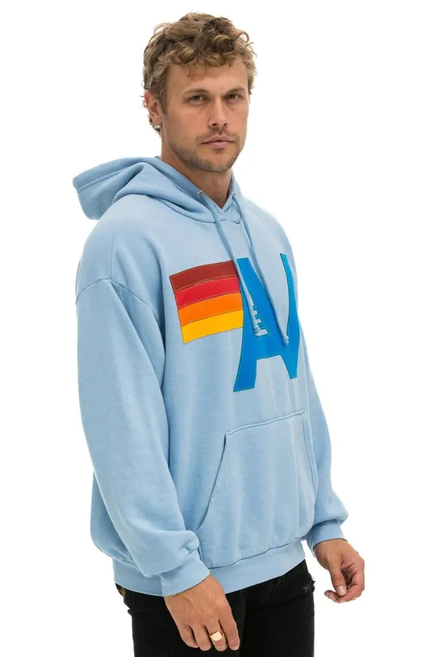 WomenMen Hoodies Aviator Nation Logo Stitch Pullover Relaxed Hoodie 8211 Ice