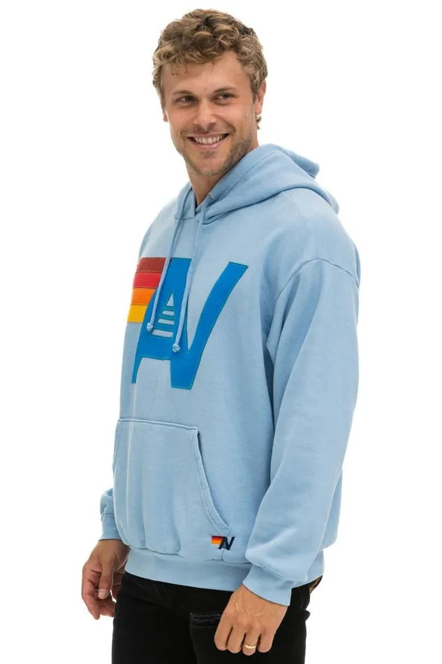 WomenMen Hoodies Aviator Nation Logo Stitch Pullover Relaxed Hoodie 8211 Ice