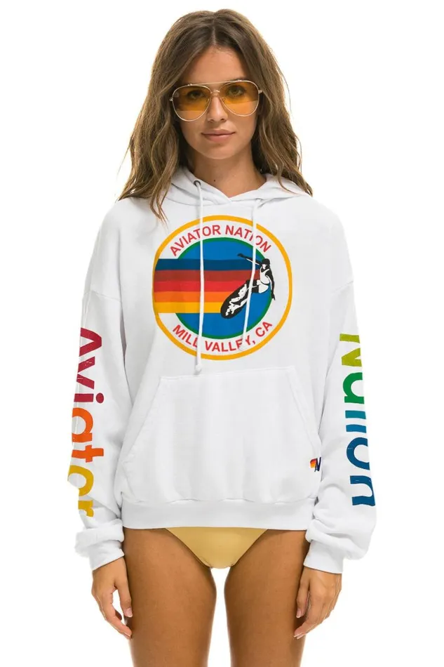 WomenMen Hoodies Aviator Nation Mill Valley Relaxed Pullover Hoodie 8211 White WomenMen Hoodies Aviator Nation Mill Valley Relaxed Pullover Hoodie 8211 White