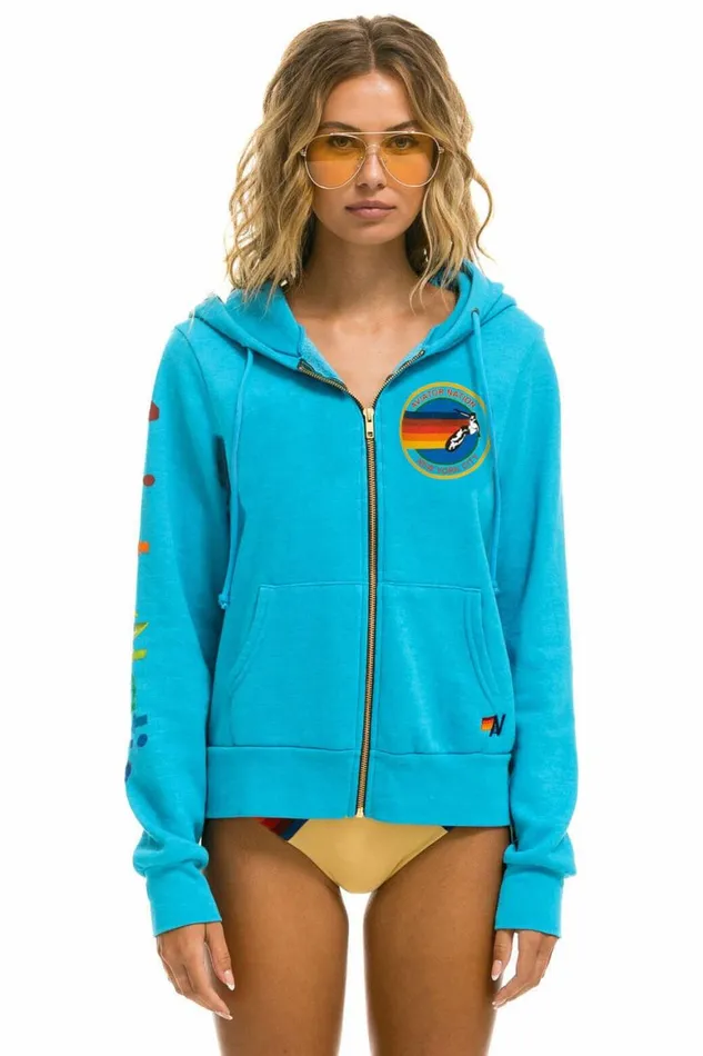 WomenMen Hoodies Aviator Nation New York City Hoodie 8211 Neon Blue