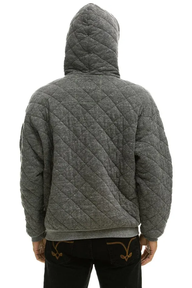 WomenMen Hoodies Aviator Nation Quilted Relaxed Pullover Hoodie 8211 Heather Grey