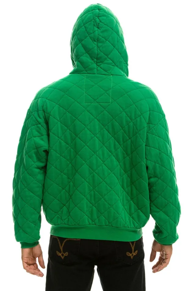 WomenMen Hoodies Aviator Nation Quilted Zip Hoodie Relaxed 8211 Kelly Green