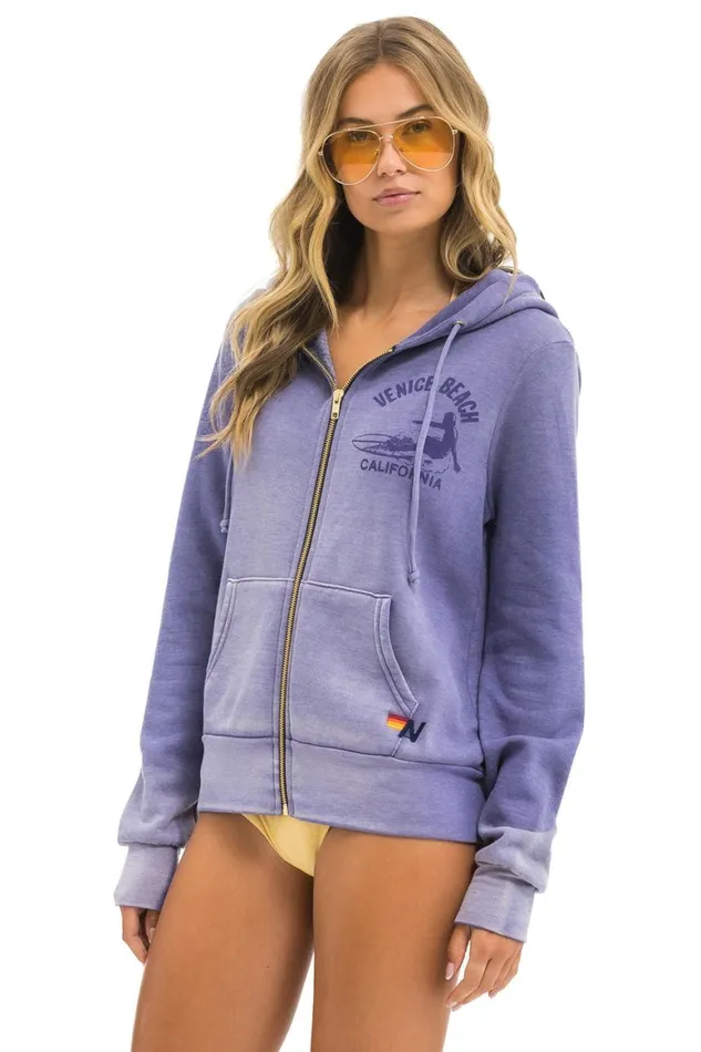 WomenMen Hoodies Aviator Nation Venice Surfer Zip Hoodie 8211 Faded Grape