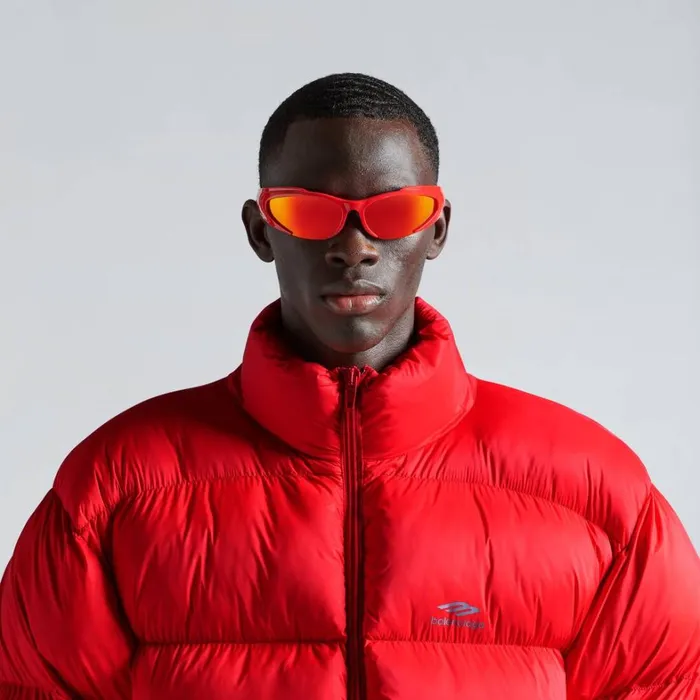 WomenMen Ski Balenciaga Skiwear 8211 Reverse Xpander Rectangle Sunglasses In Red