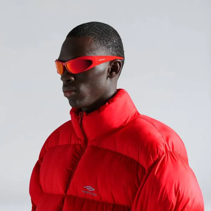 WomenMen Ski Balenciaga Skiwear 8211 Reverse Xpander Rectangle Sunglasses In Red