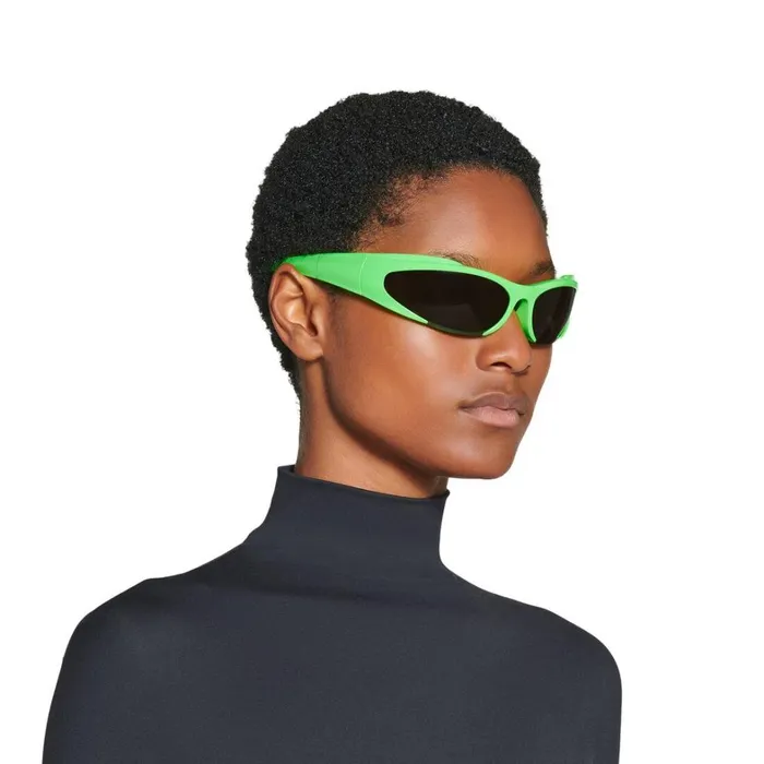 WomenMen Sunglasses Balenciaga Reverse Xpander Rectangle Sunglasses In Fluo Green