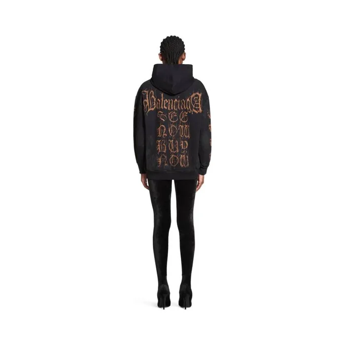 WomenMen Sweatshirts and Hoodies Balenciaga Heavy Metal Zipup Hoodie Small Fit In Black Faded