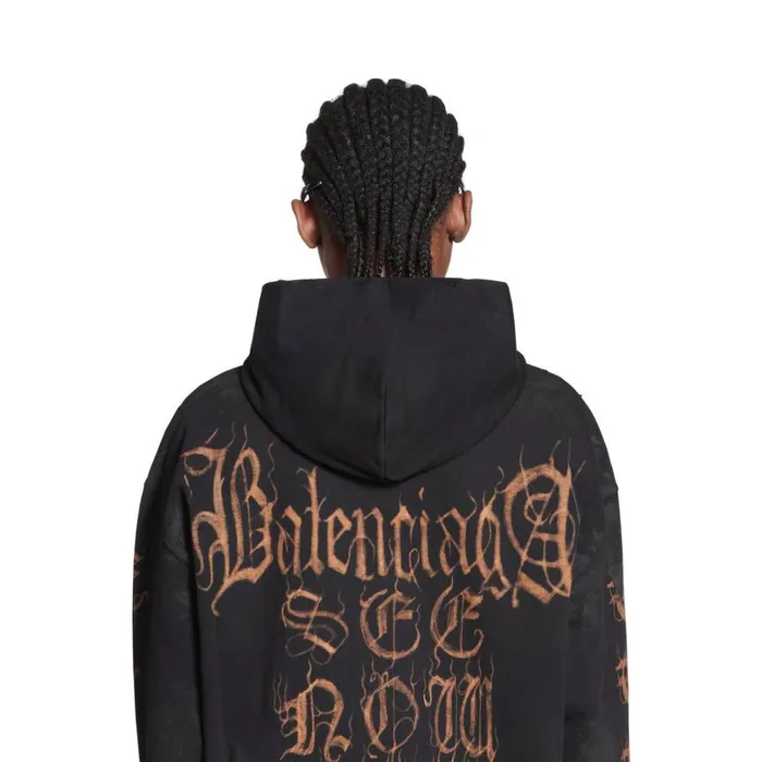 WomenMen Sweatshirts and Hoodies Balenciaga Heavy Metal Zipup Hoodie Small Fit In Black Faded