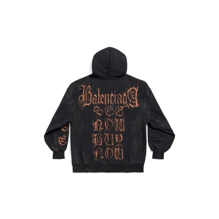 WomenMen Sweatshirts and Hoodies Balenciaga Heavy Metal Zipup Hoodie Small Fit In Black Faded