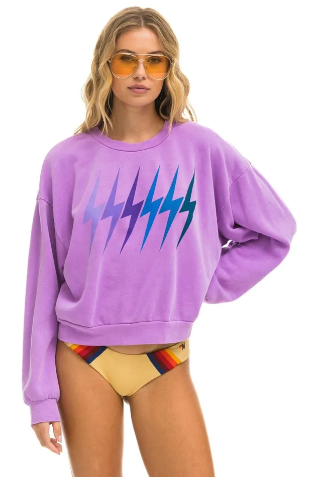 WomenMen Sweatshirts Aviator Nation Bolt Gradient Relaxed Crew Sweatshirt 8211 Neon Purple Purple WomenMen Sweatshirts Aviator Nation Bolt Gradient Relaxed Crew Sweatshirt 8211 Neon Purple Purple