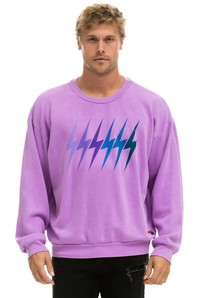 WomenMen Sweatshirts Aviator Nation Bolt Gradient Relaxed Crew Sweatshirt 8211 Neon Purple Purple