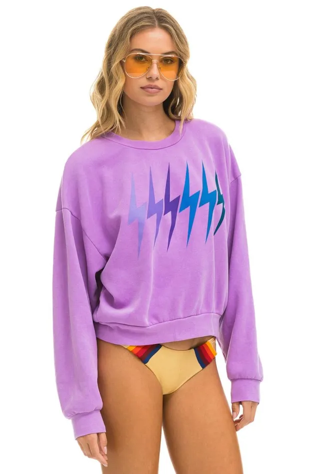 WomenMen Sweatshirts Aviator Nation Bolt Gradient Relaxed Crew Sweatshirt 8211 Neon Purple Purple