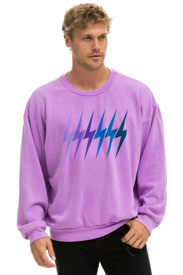 WomenMen Sweatshirts Aviator Nation Bolt Gradient Relaxed Crew Sweatshirt 8211 Neon Purple Purple