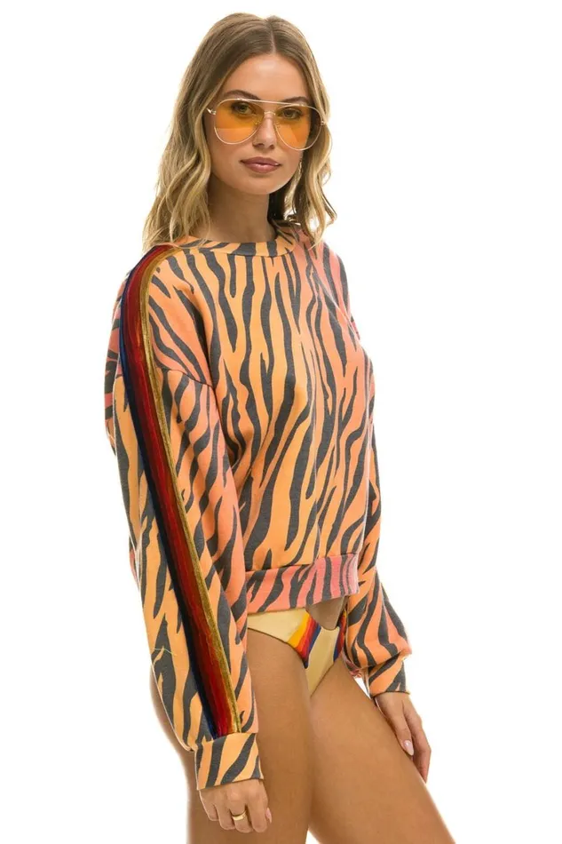 WomenMen Sweatshirts Aviator Nation Classic Relaxed Fit Crew Sweatshirt 8211 Tiger