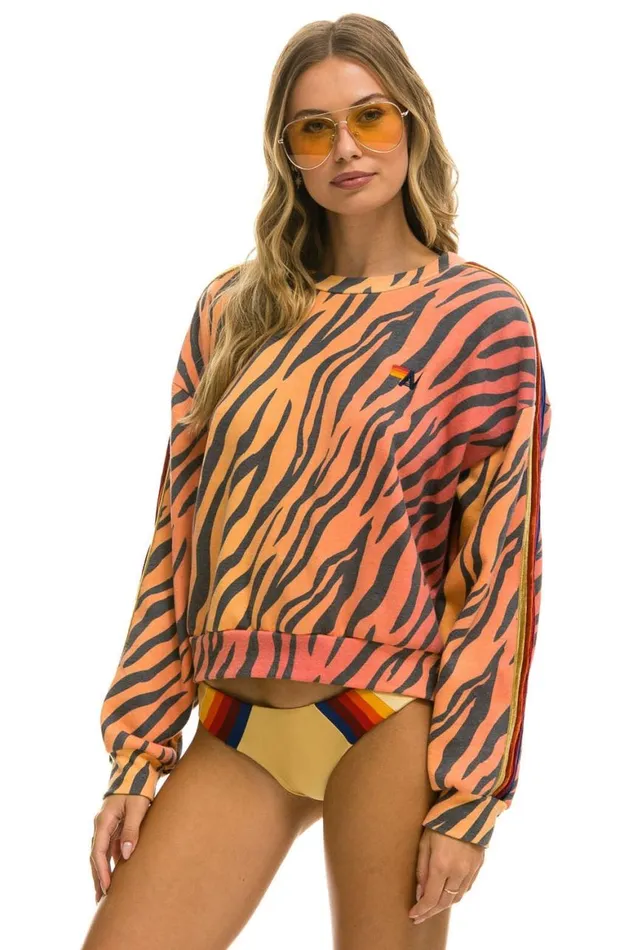 WomenMen Sweatshirts Aviator Nation Classic Relaxed Fit Crew Sweatshirt 8211 Tiger