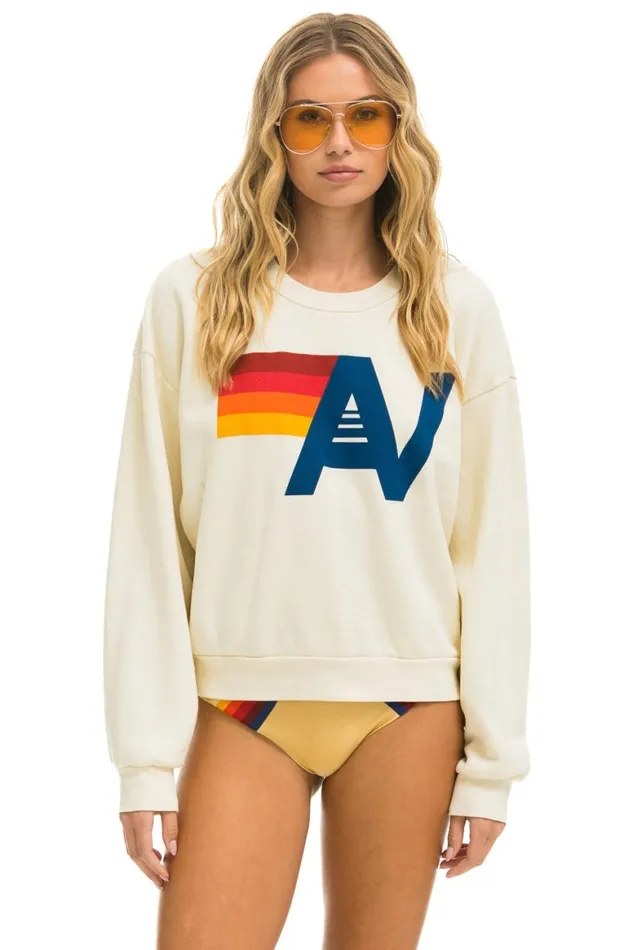 WomenMen Sweatshirts Aviator Nation Logo Relaxed Crew Sweatshirt 8211 Vintage White WomenMen Sweatshirts Aviator Nation Logo Relaxed Crew Sweatshirt 8211 Vintage White