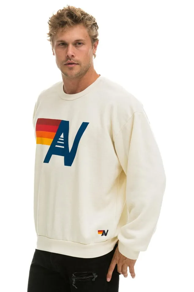 WomenMen Sweatshirts Aviator Nation Logo Relaxed Crew Sweatshirt 8211 Vintage White
