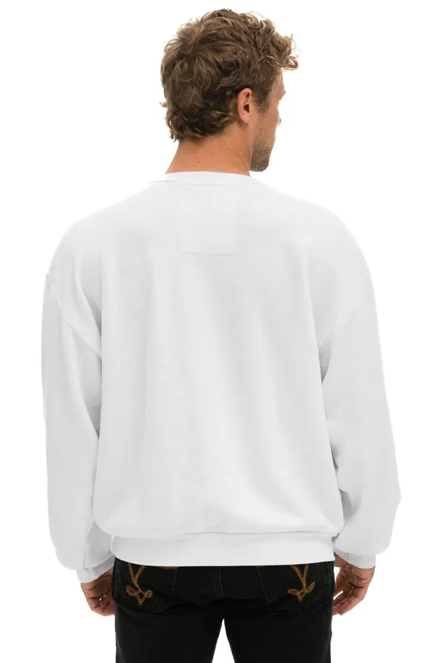 WomenMen Sweatshirts Aviator Nation Logo Stitch Relaxed Crew Sweatshirt 8211 White