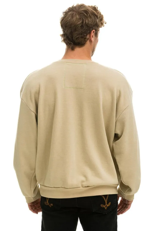 WomenMen Sweatshirts Aviator Nation Pray For Snow Relaxed Crew Sweatshirt 8211 Sand