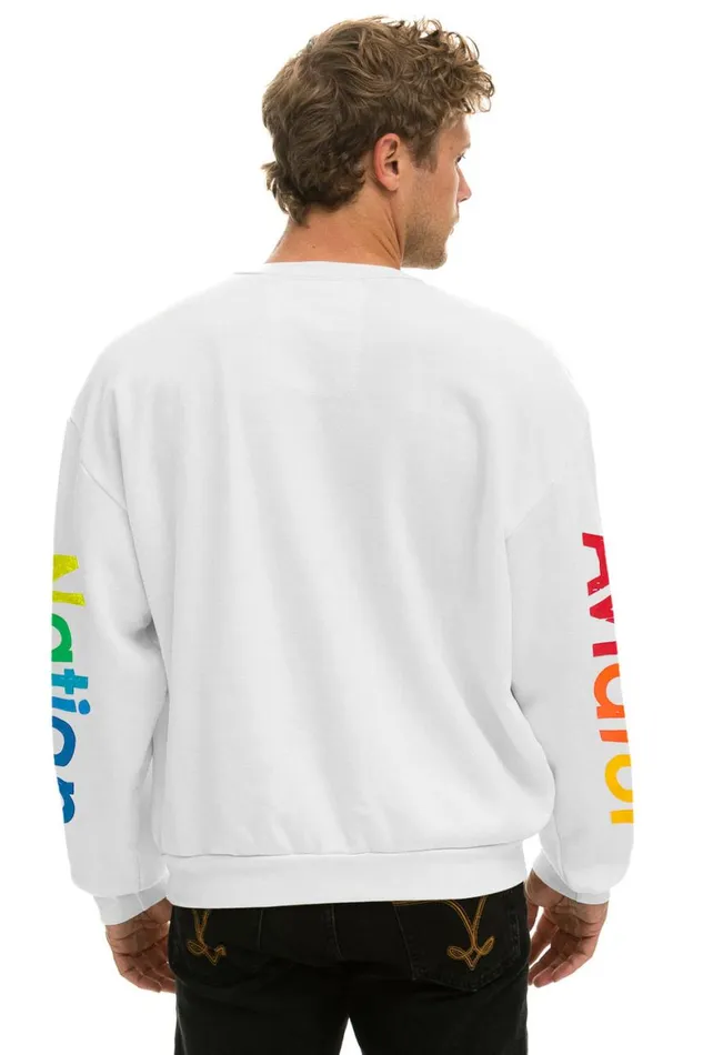 WomenMen Sweatshirts Aviator Nation Vail Relaxed Crew Sweatshirt 8211 White