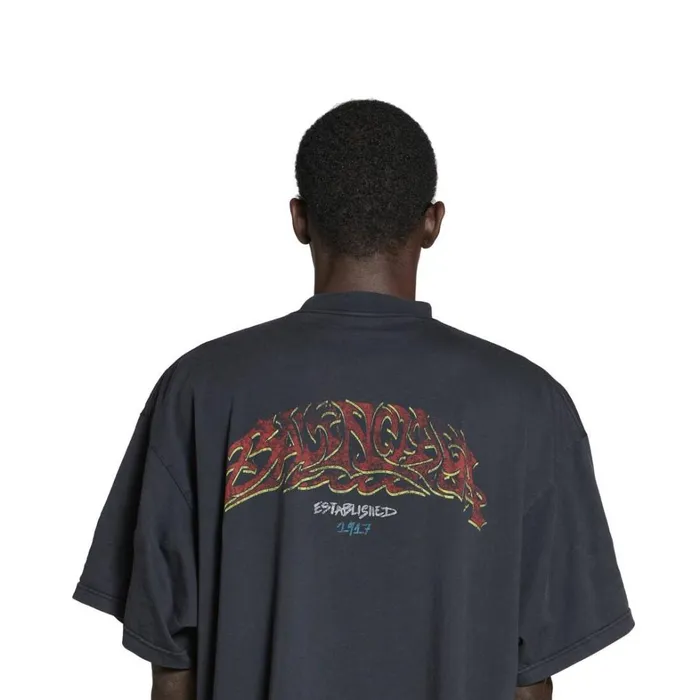WomenMen Tshirts Balenciaga Offshore Tshirt Oversized In Black Faded