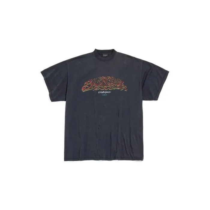 WomenMen Tshirts Balenciaga Offshore Tshirt Oversized In Black Faded