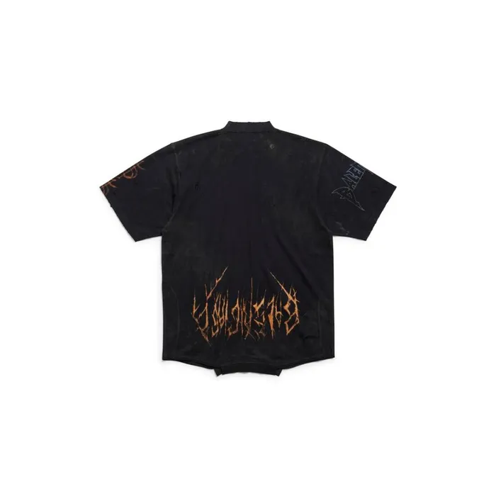 WomenMen Tshirts Balenciaga Paris Moon Upside Down Tshirt Oversized In Black Faded