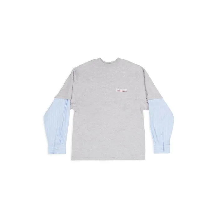 WomenMen Tshirts Balenciaga Political Campaign Layered Tshirt In Grey