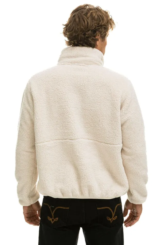 WomenMen Teddy Jackets Aviator Nation Teddy Unisex Half Zip Jacket 8211 Vintage White