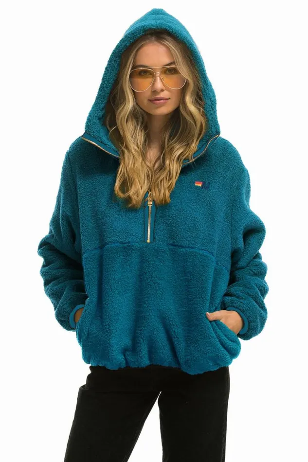WomenMen Teddy Jackets Aviator Nation Teddy Unisex Hooded Half Zip Jacket 8211 Capri WomenMen Teddy Jackets Aviator Nation Teddy Unisex Hooded Half Zip Jacket 8211 Capri