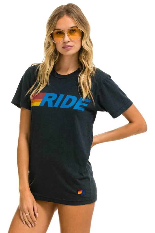 WomenMen Tees Aviator Nation Ride Logo Tee 8211 Charcoal