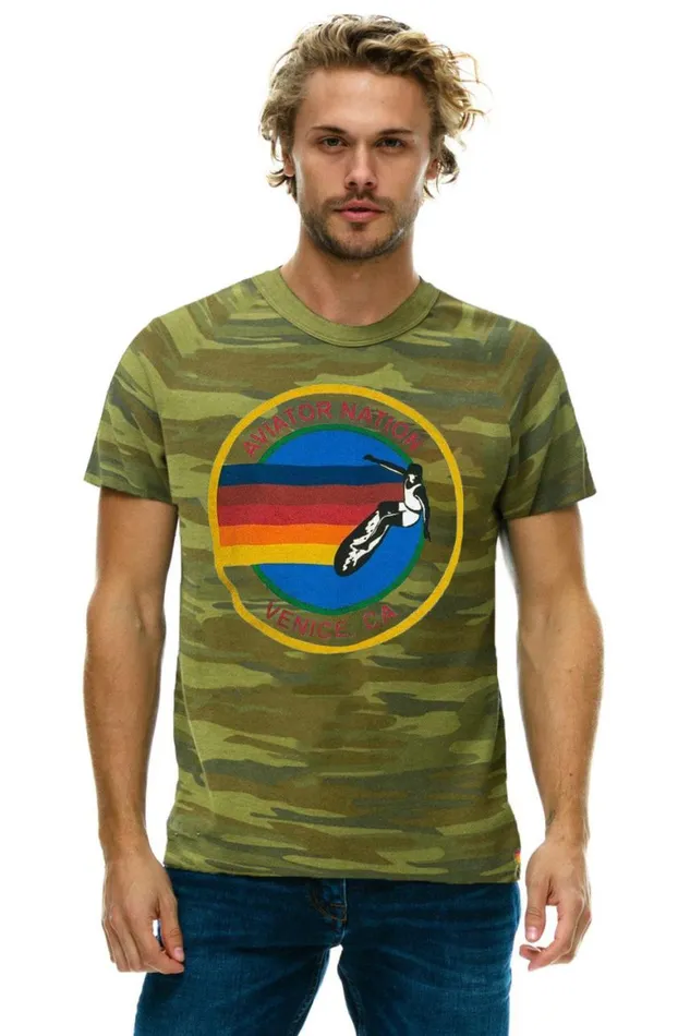 WomenMen Tees Aviator Nation Signature Tee 8211 Camo