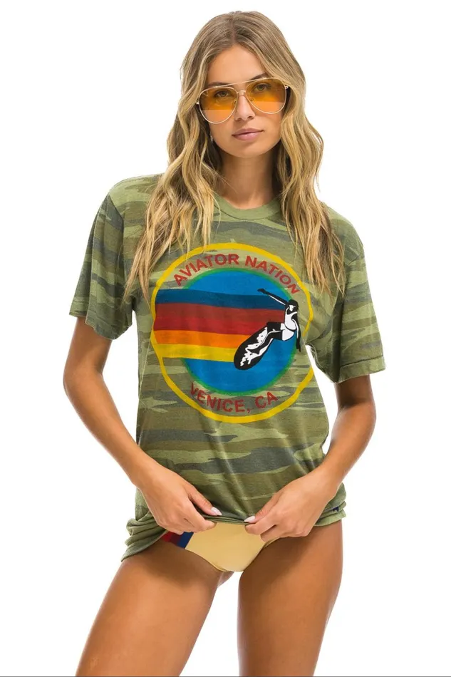 WomenMen Tees Aviator Nation Signature Tee 8211 Camo