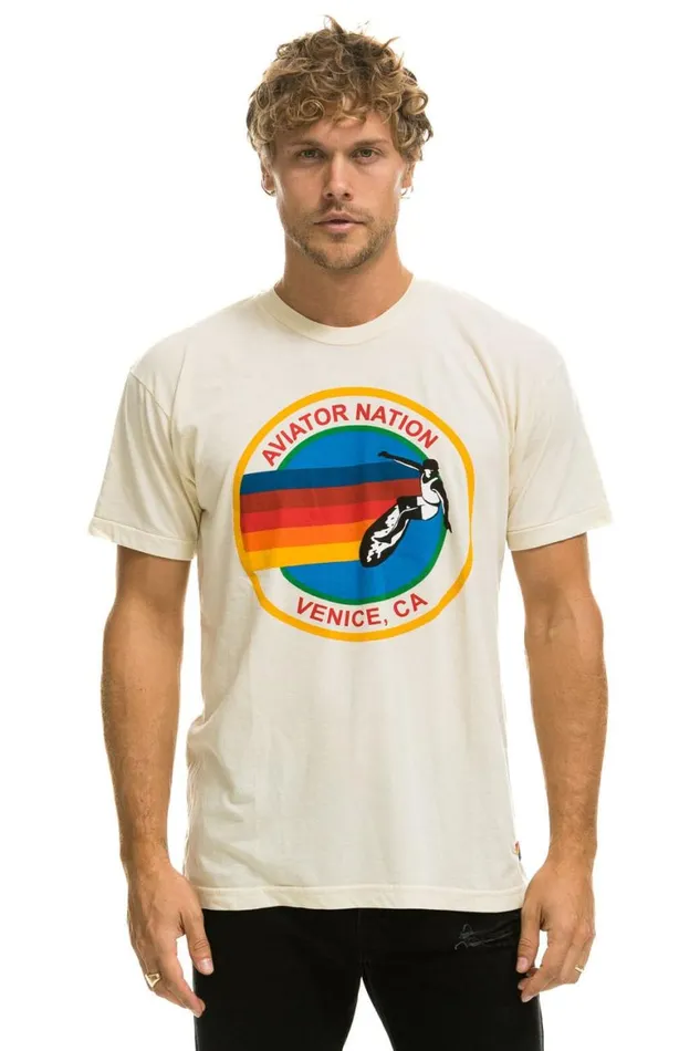 WomenMen Tees Aviator Nation Signature Tee 8211 Vintage White