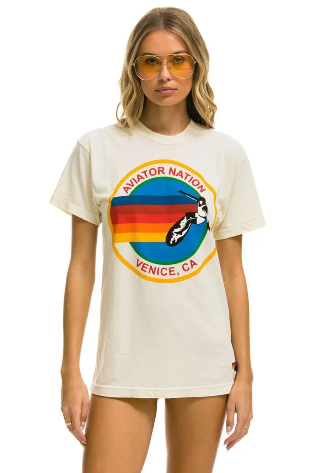 WomenMen Tees Aviator Nation Signature Tee 8211 Vintage White