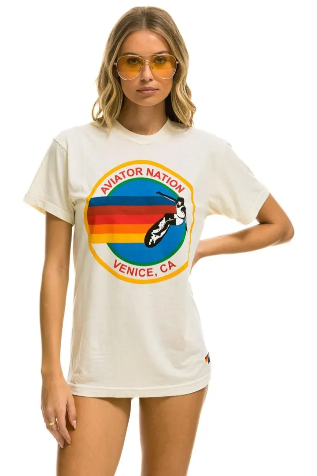 WomenMen Tees Aviator Nation Signature Tee 8211 Vintage White