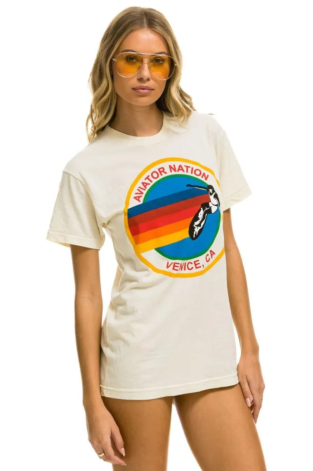 WomenMen Tees Aviator Nation Signature Tee 8211 Vintage White