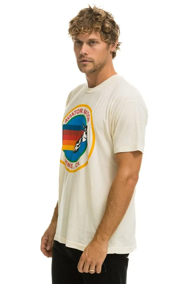 WomenMen Tees Aviator Nation Signature Tee 8211 Vintage White