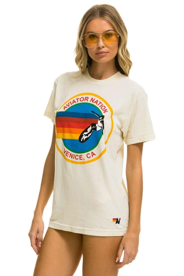 WomenMen Tees Aviator Nation Signature Tee 8211 Vintage White