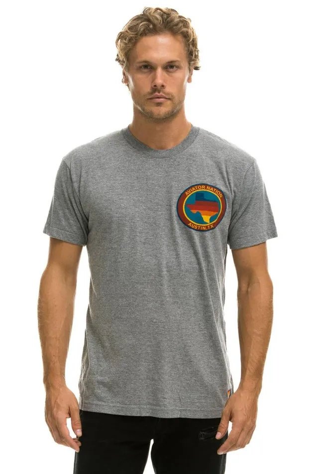 WomenMen Tees Aviator Nation Signature Texas Small Logo Tee 8211 Heather Grey WomenMen Tees Aviator Nation Signature Texas Small Logo Tee 8211 Heather Grey