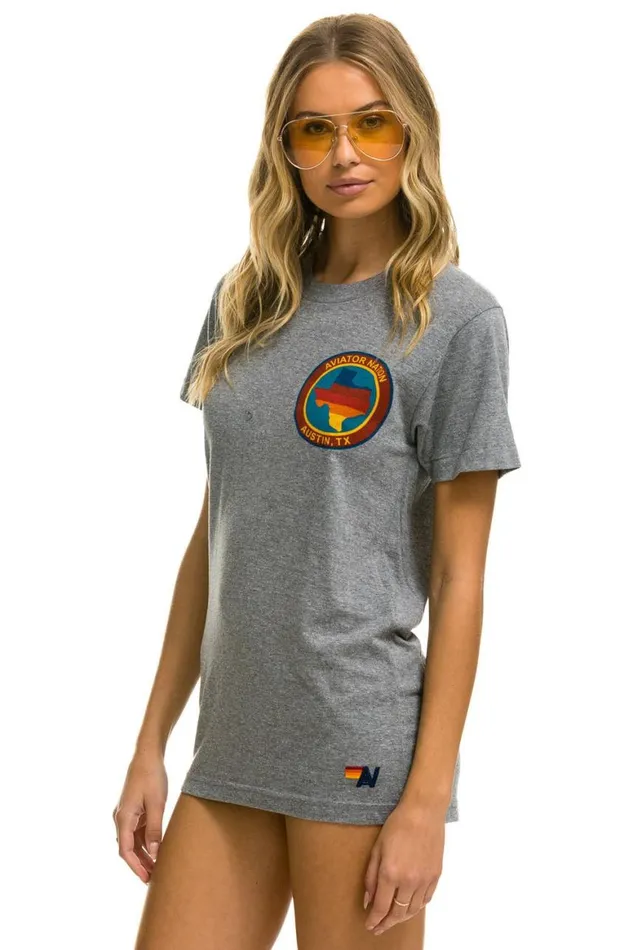 WomenMen Tees Aviator Nation Signature Texas Small Logo Tee 8211 Heather Grey