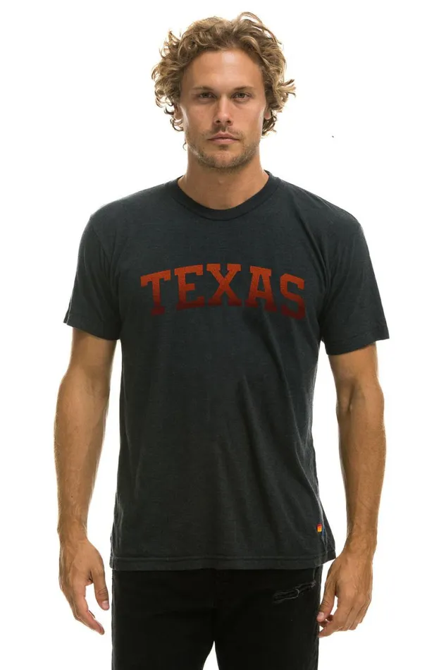 WomenMen Tees Aviator Nation University Of Texas Bolt Crew Tee Shirt 8211 Charcoal