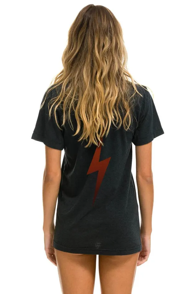 WomenMen Tees Aviator Nation University Of Texas Bolt Crew Tee Shirt 8211 Charcoal
