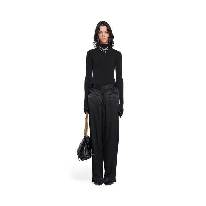WomenMen Trousers Balenciaga 5 Pocket Baggy Trousers In Black